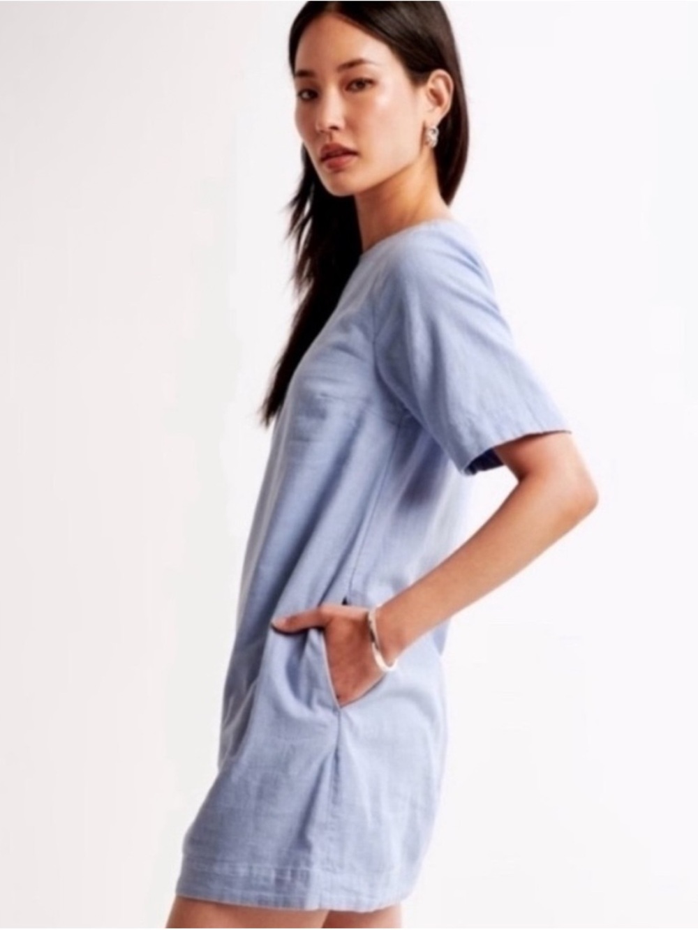 Abercrombie Light Blue Short Sleeve Linen Dress